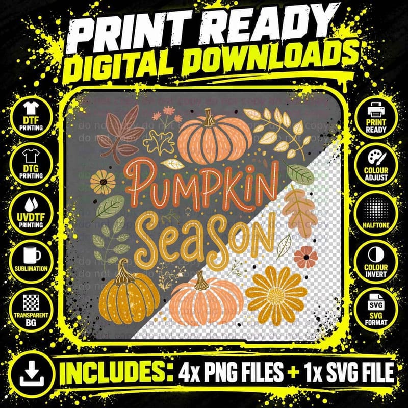 Pumpkin Season Fall T-Shirt, Pumpkin Season Autumn Png SVG Digital Bundle