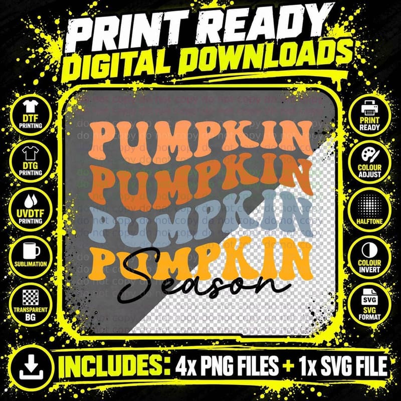 Pumpkin Season Fall T-Shirt, Pumpkin with Heart Leaves Png SVG Digital Bundle