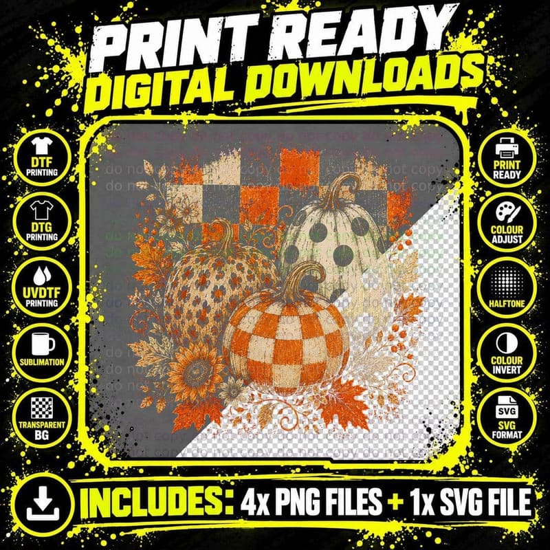 Pumpkin Season Fall T-Shirt, Rainbow Pumpkin Leopard Png SVG Digital Bundle