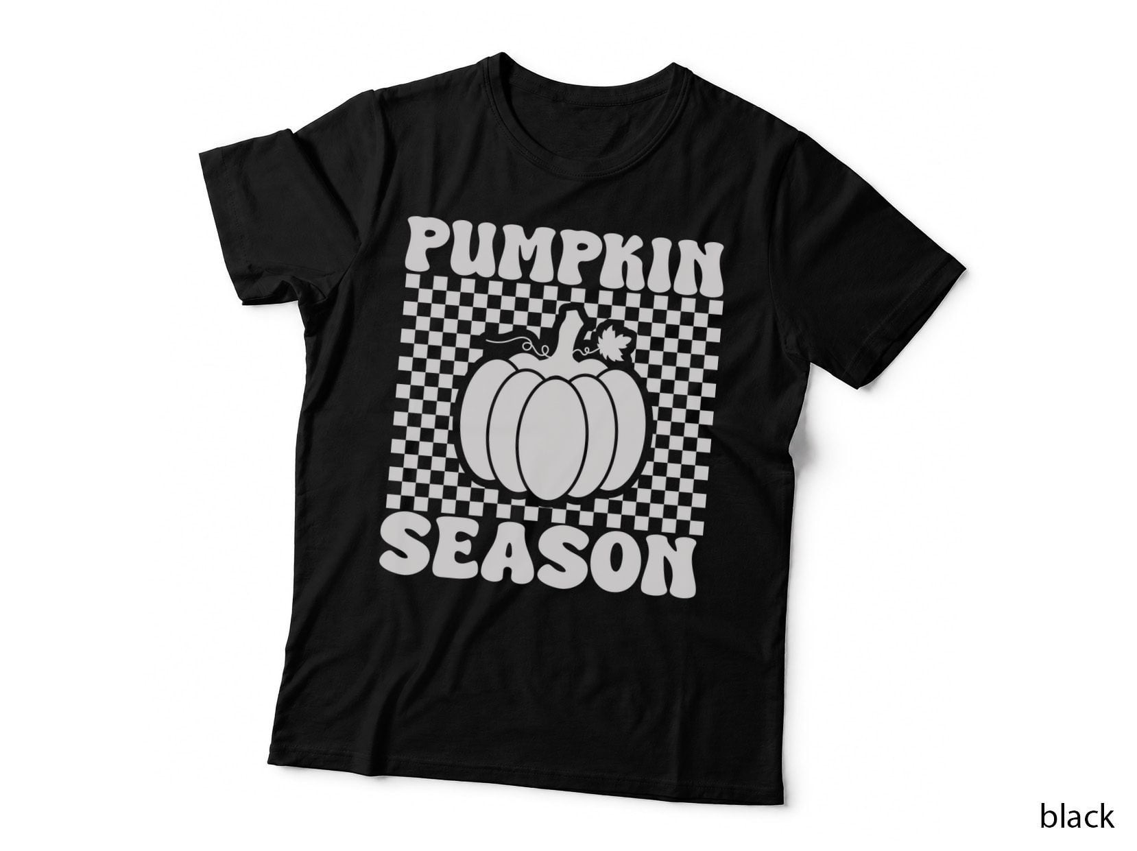 Pumpkin Season Fall T-Shirt, Very Dark Barely Visible Pumpkin Text Autumn Tee
