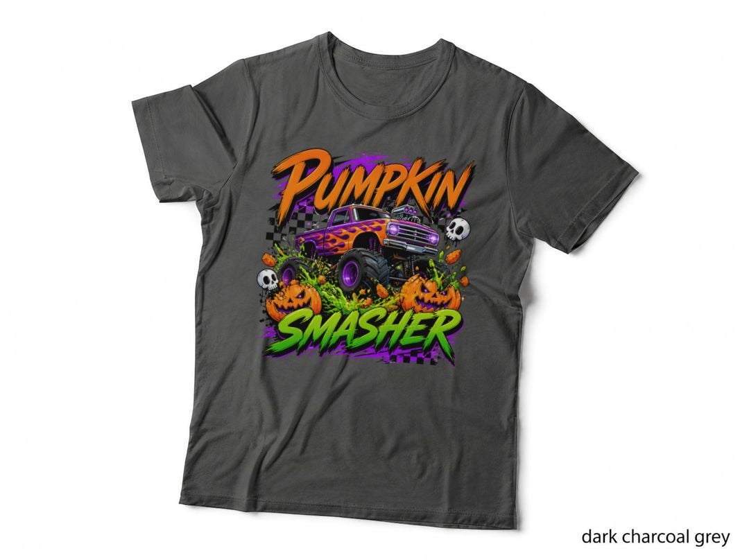 Pumpkin Smasher Halloween T-Shirt, Pumpkin Smasher Monster Truck Spooky Tee