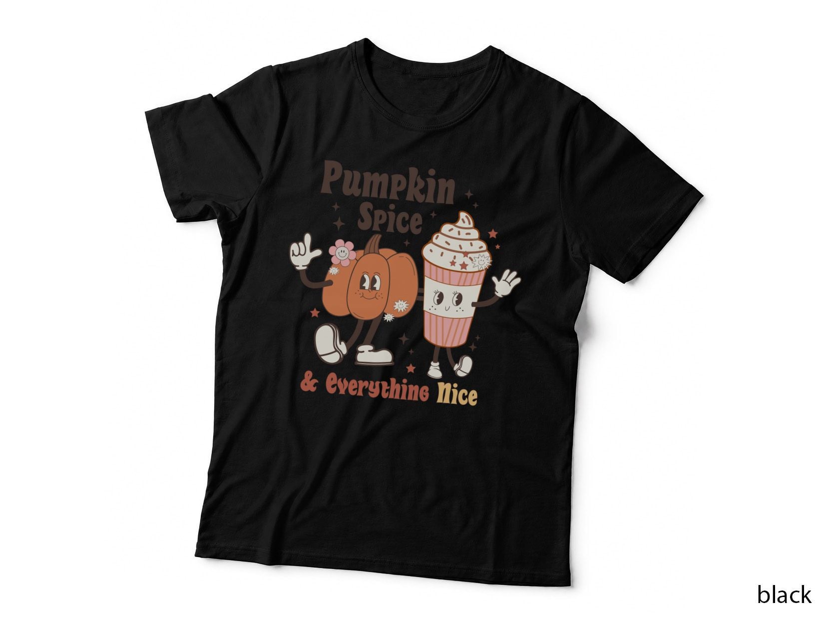 Pumpkin Spice & Everything Nice Fall T-Shirt, Pumpkin Spice Cartoon Characters