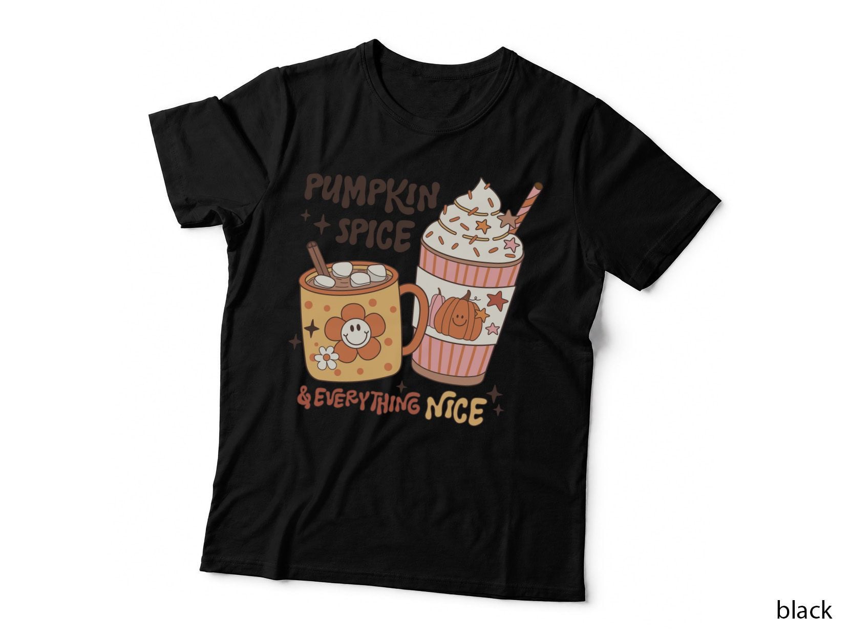 Pumpkin Spice & Everything Nice Fall T-Shirt, Pumpkin Spice Coffee Cup Drink