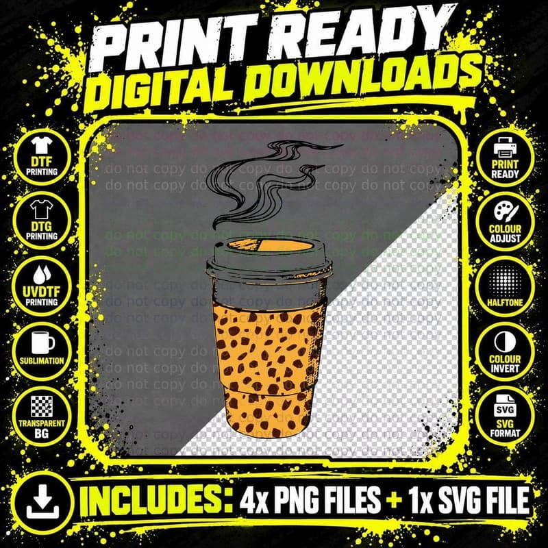 Pumpkin Spice Coffee Cup Fall T-Shirt Png SVG Digital Bundle