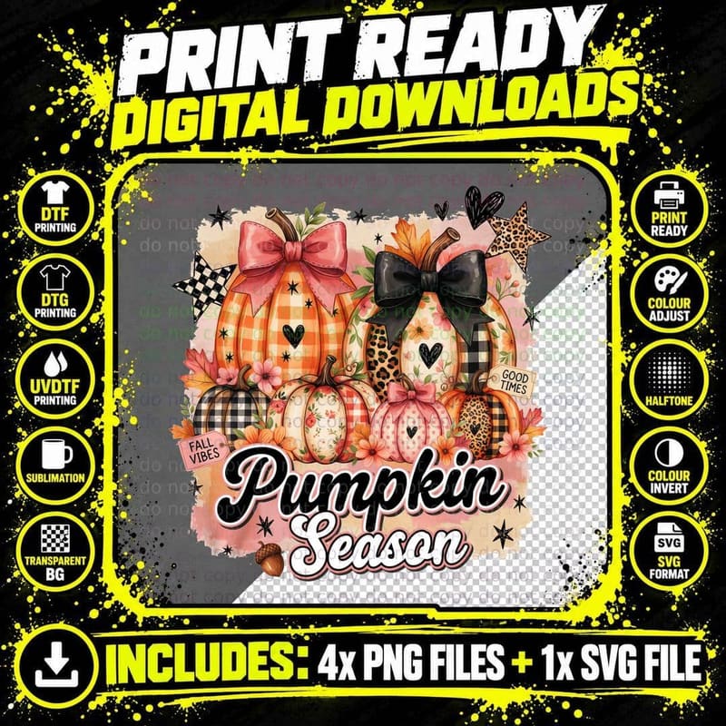 Pumpkin Spice Good Times Fall Vibes Halloween T-Shirt Png SVG Digital Bundle