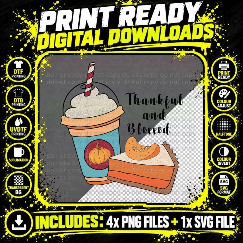 Pumpkin Spice Latte Pie Fall T-Shirt Png SVG Digital Bundle