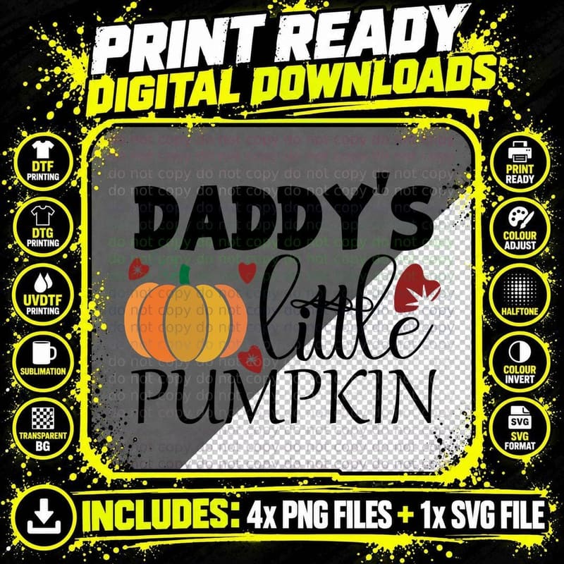 Pumpkin with Autumn Leaves Fall T-Shirt Png SVG Digital Bundle