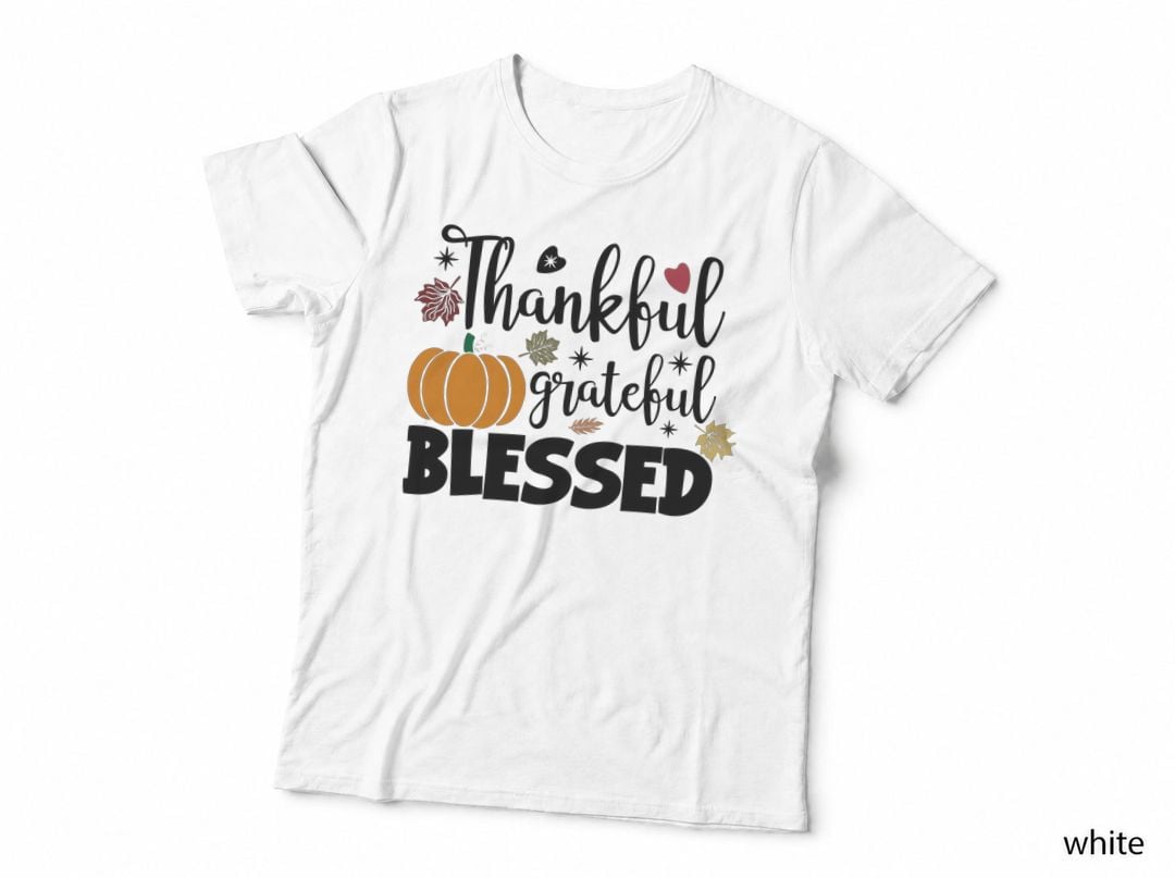 Pumpkin with Scattered Leaves Fall T-Shirt, Autumn Season Graphic Tee