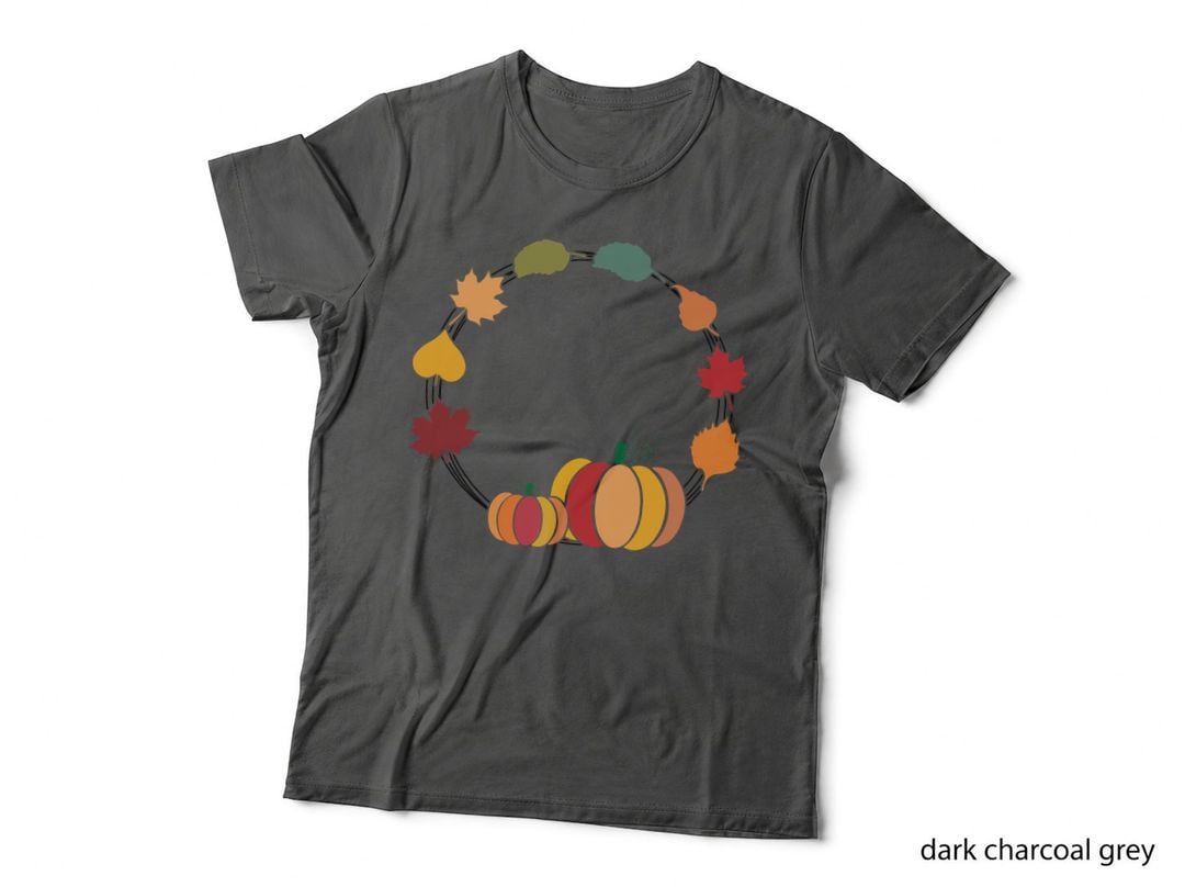 Pumpkins Surrounded by Leaves Fall T-Shirt, Autumn Season Graphic Tee