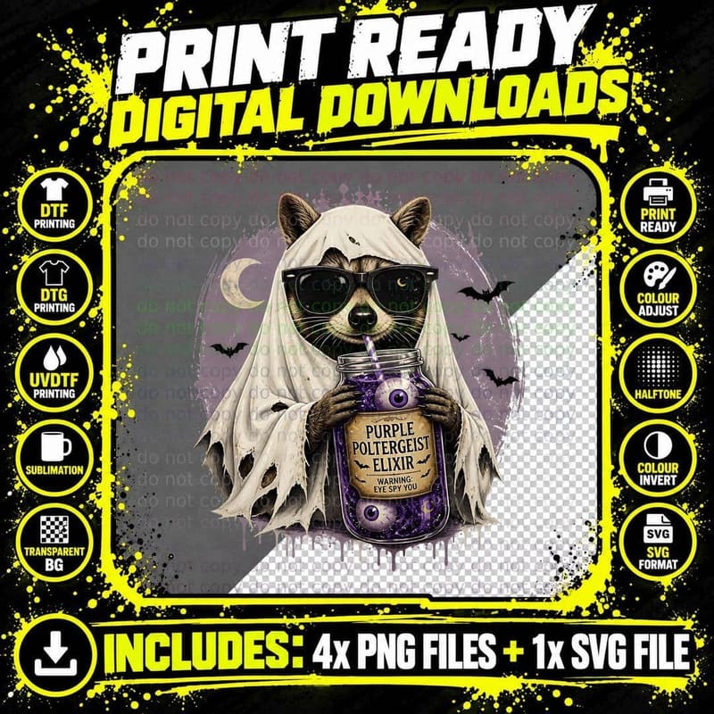 Purple Poltergeist Elixir Halloween T-Shirt Png SVG Digital Bundle