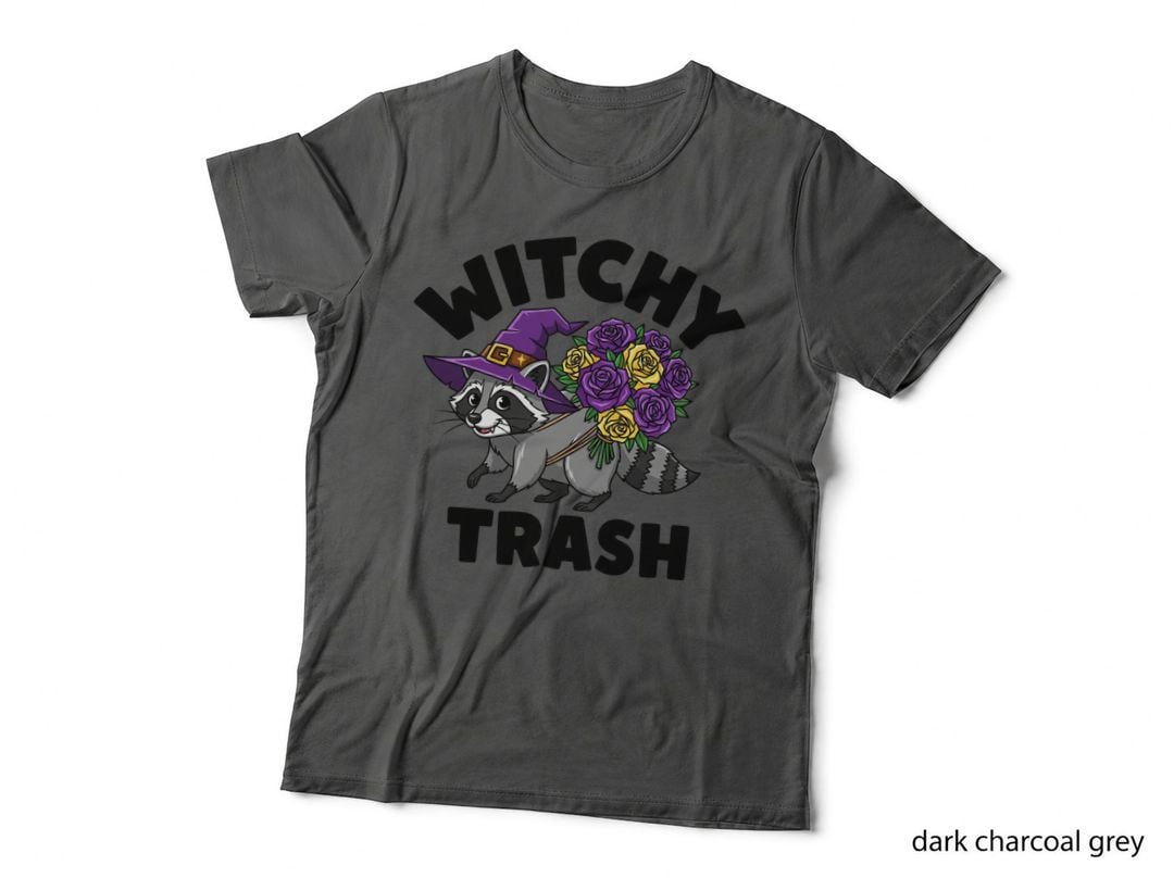 Raccoon Witch Flower Bouquet Halloween T-Shirt, Spooky Season Graphic Tee