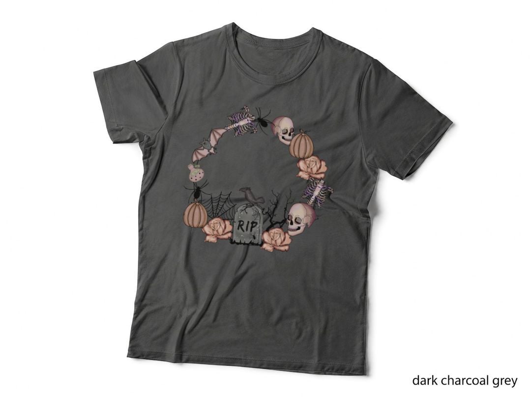 Rip Fall T-Shirt, Halloween Gravestone Bat Skull Autumn Tee