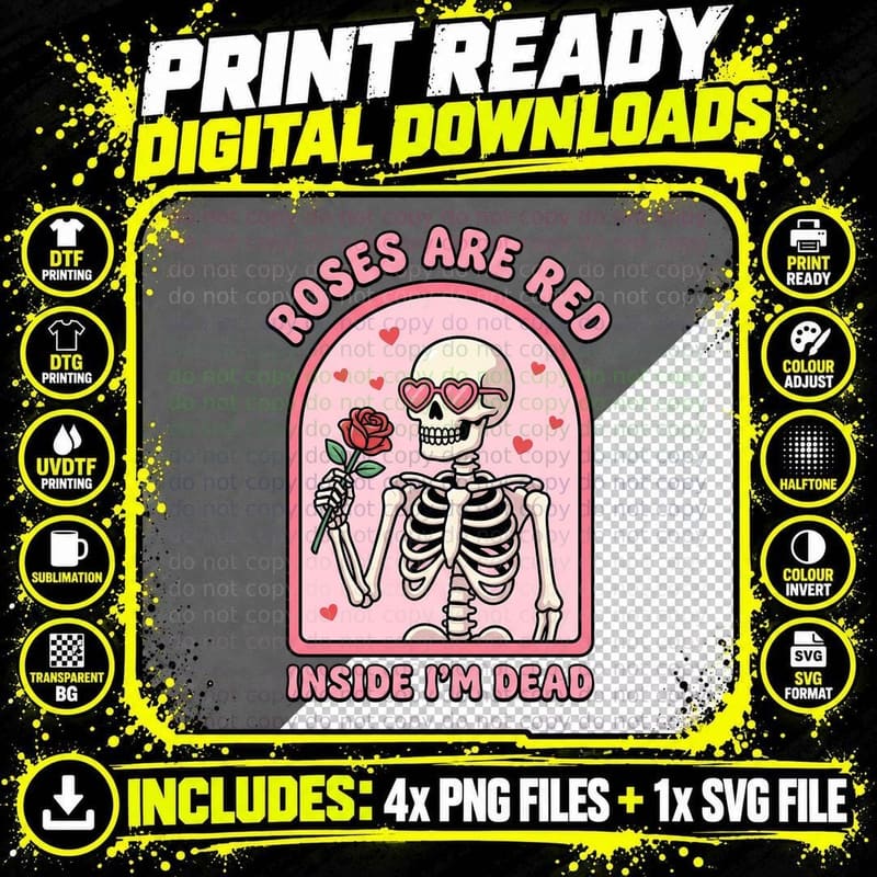 Roses Are Red Inside I'm Dead Halloween T-Shirt Png SVG Digital Bundle
