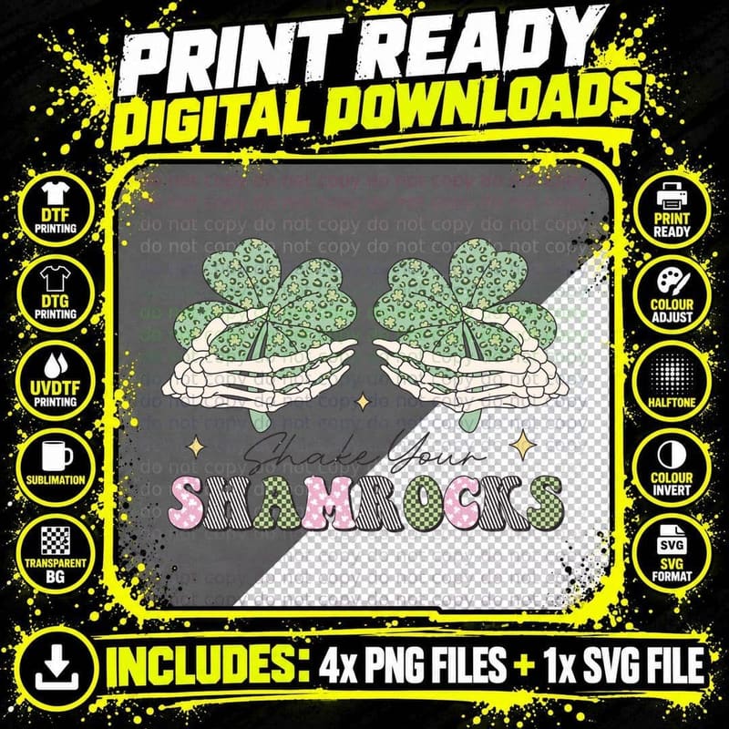 Shake Your Shamrocks St Patricks Day T-Shirt Png SVG Digital Bundle