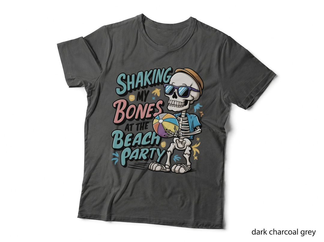 Shaking Bones Beach Party Halloween T-Shirt, Skeleton Beach Party Dancing