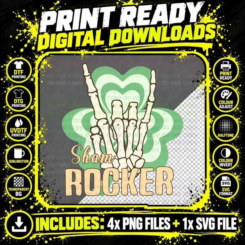 Shamrocker St Patricks Day T-Shirt Png SVG Digital Bundle
