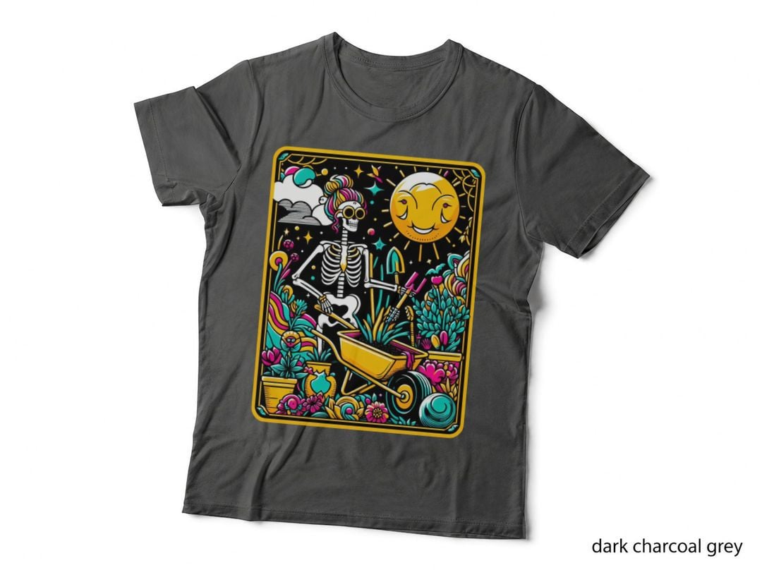 Skeleton Garden Scene Flowers Halloween T-Shirt, Spooky Season Graphic Tee