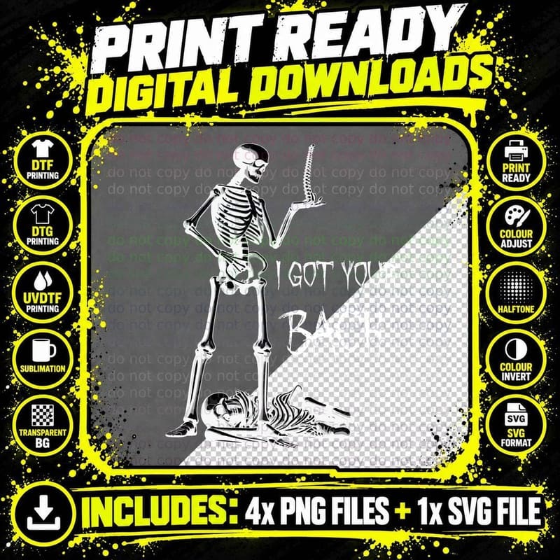 Skeleton Hand Peace Gesture T-Shirt Png SVG Digital Bundle