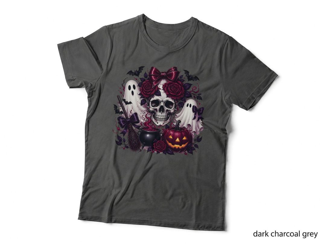Skull Dark Roses Gothic Halloween T-Shirt, Spooky Season Graphic Tee