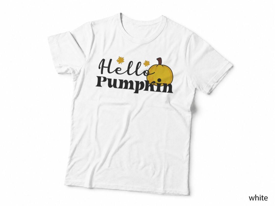Smiling Pumpkin Yellow Alone Minimal Fall T-Shirt, Autumn Season Graphic Tee