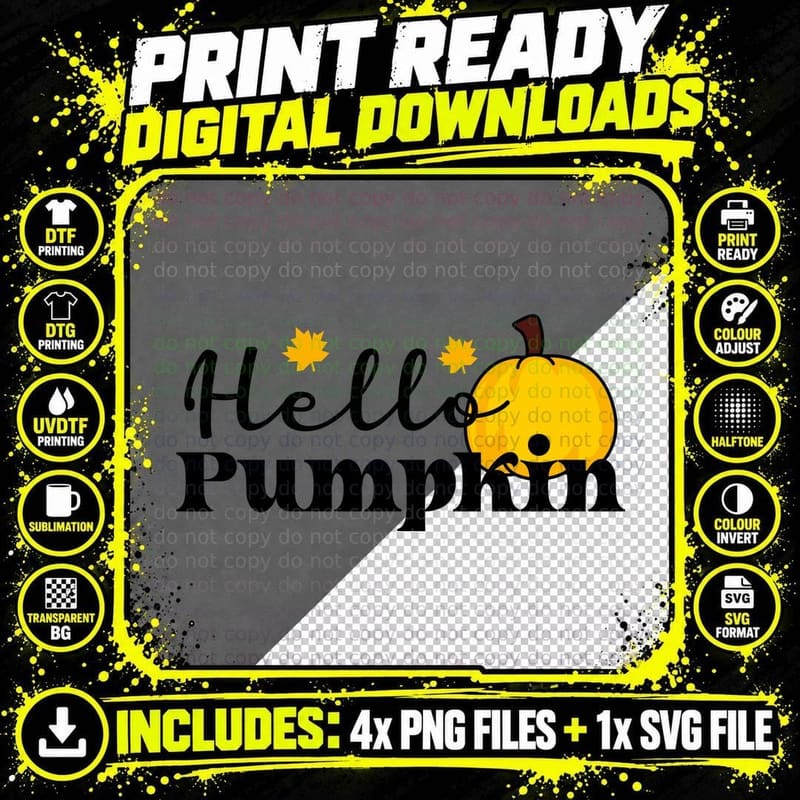 Smiling Pumpkin Yellow Alone Minimal Fall T-Shirt Png SVG Digital Bundle
