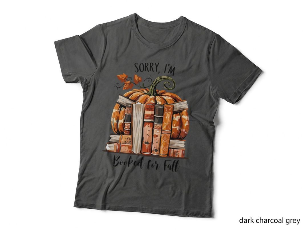Sorry I'm Booked for Fall Halloween T-Shirt, Books Arranged Pumpkin Shape