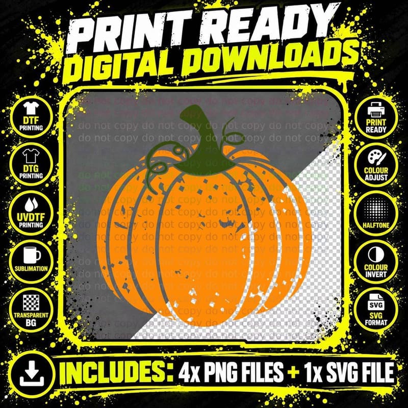 Speckled Pumpkin Green Curls Fall T-Shirt Png SVG Digital Bundle