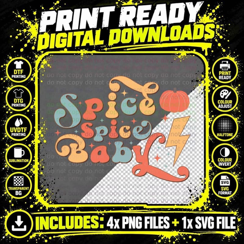 Spice Baby Fall T-Shirt, Pumpkin Spice Text with Hip Hop Png SVG Digital Bundle