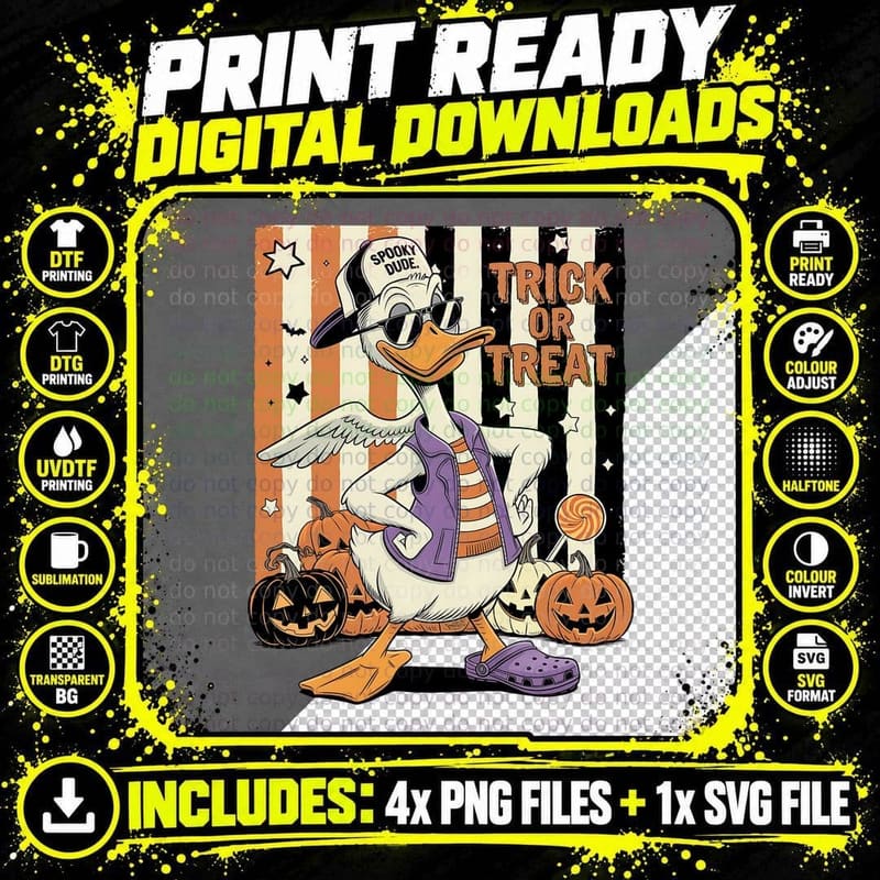 Spooky Dude Trick or Treat Halloween T-Shirt Png SVG Digital Bundle