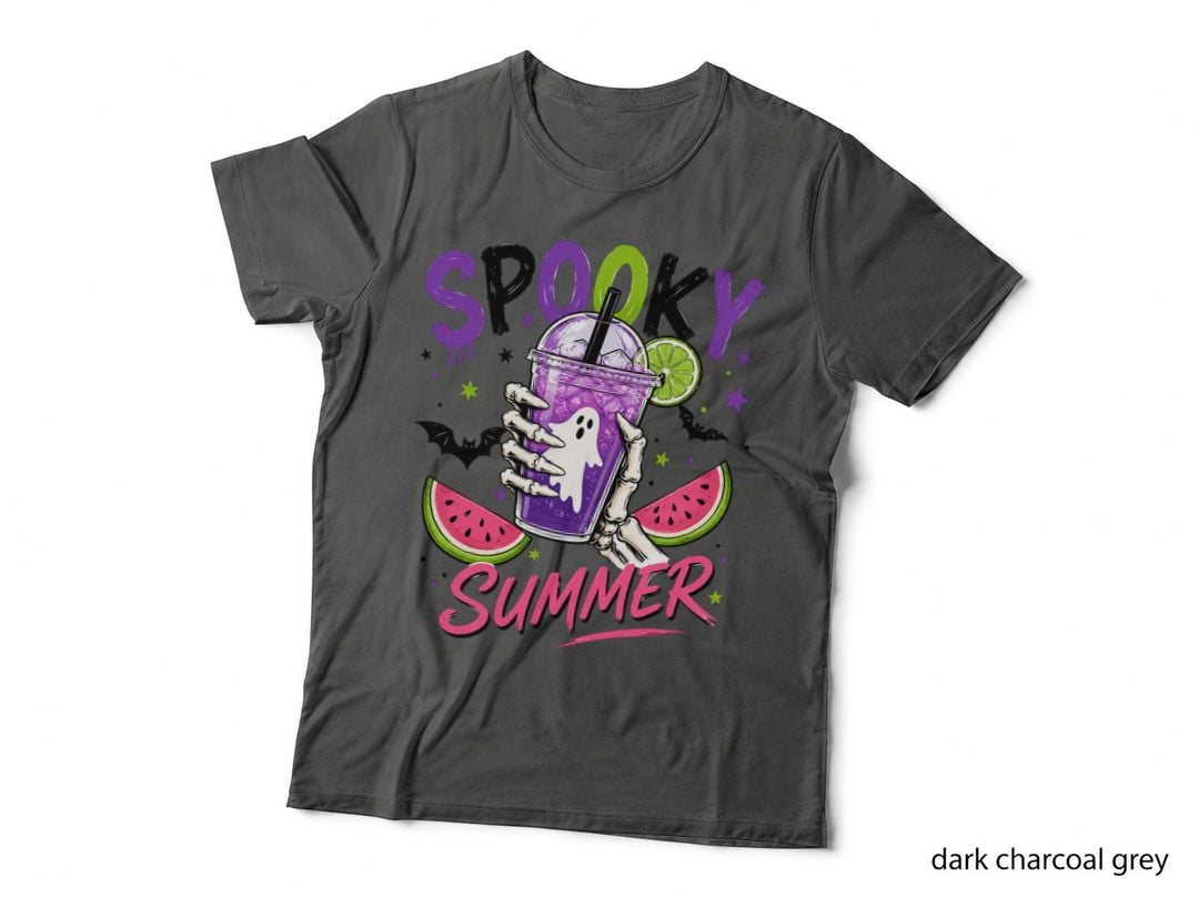 Spooky Dudes Halloween T-Shirt, Skeleton Skateboard Pumpkins Spooky Tee