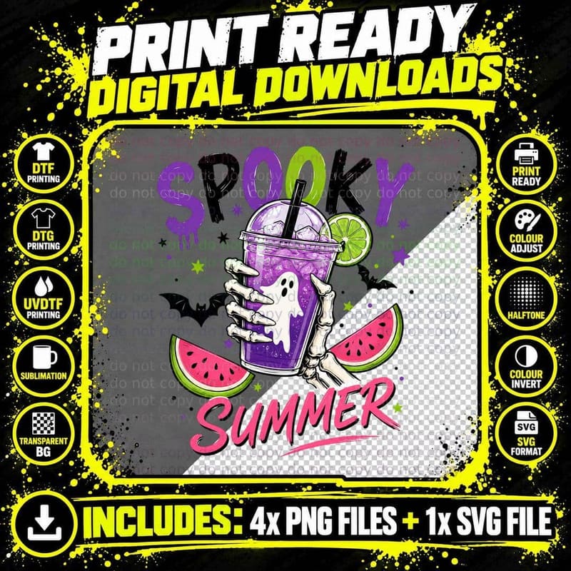 Spooky Dudes Halloween T-Shirt, Skeleton Skateboard Png SVG Digital Bundle