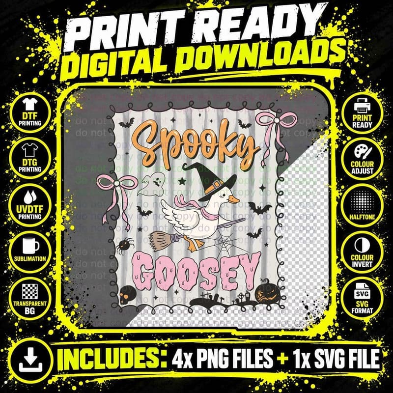 Spooky Goosey Funny Halloween T-Shirt Png SVG Digital Bundle