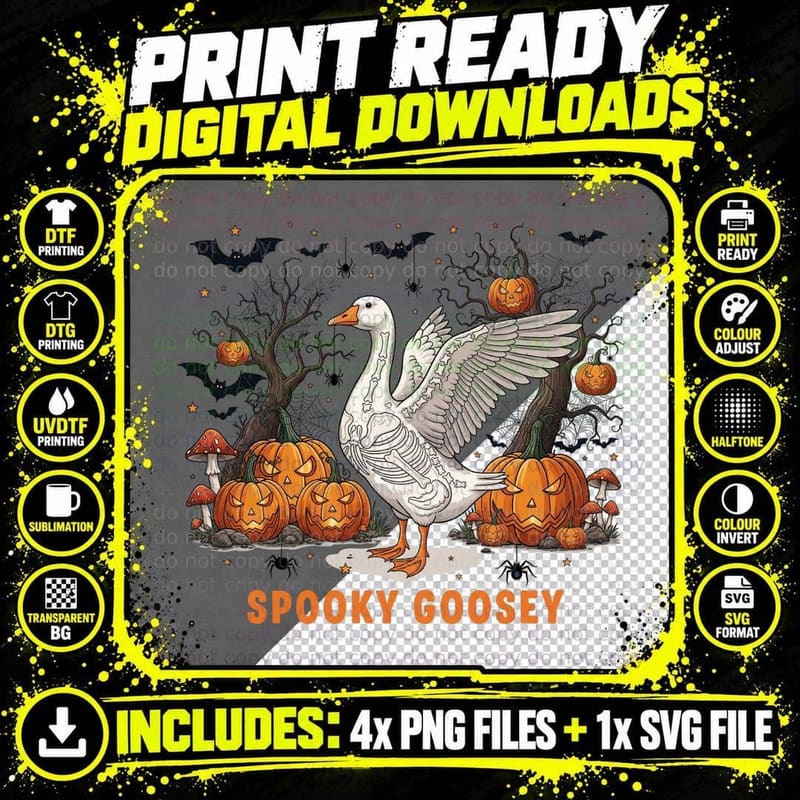 Spooky Goosey Funny Halloween T-Shirt Png SVG Digital Bundle