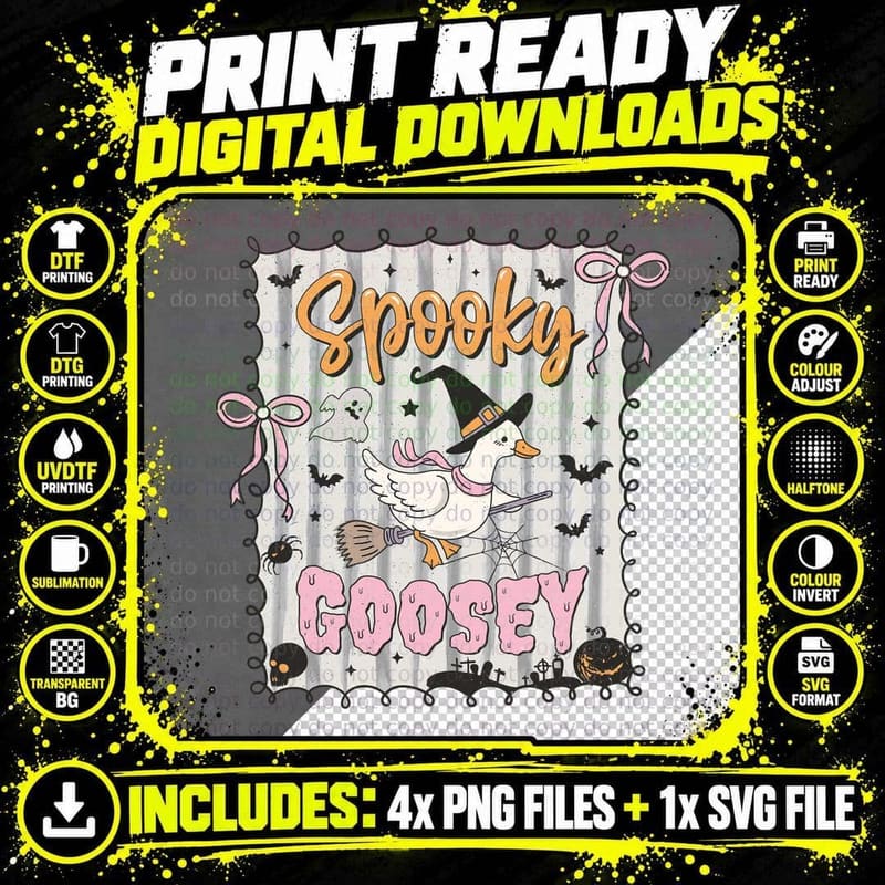 Spooky Goosey Funny Halloween T-Shirt Png SVG Digital Bundle