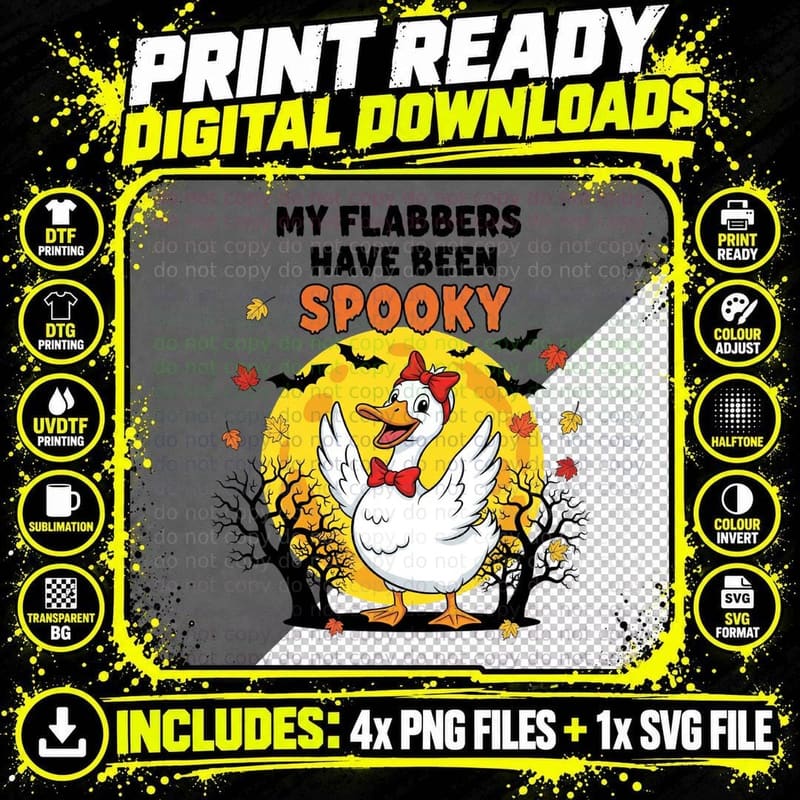 Spooky Halloween T-Shirt, Goose Moon Autumn Scene Spooky Png SVG Digital Bundle