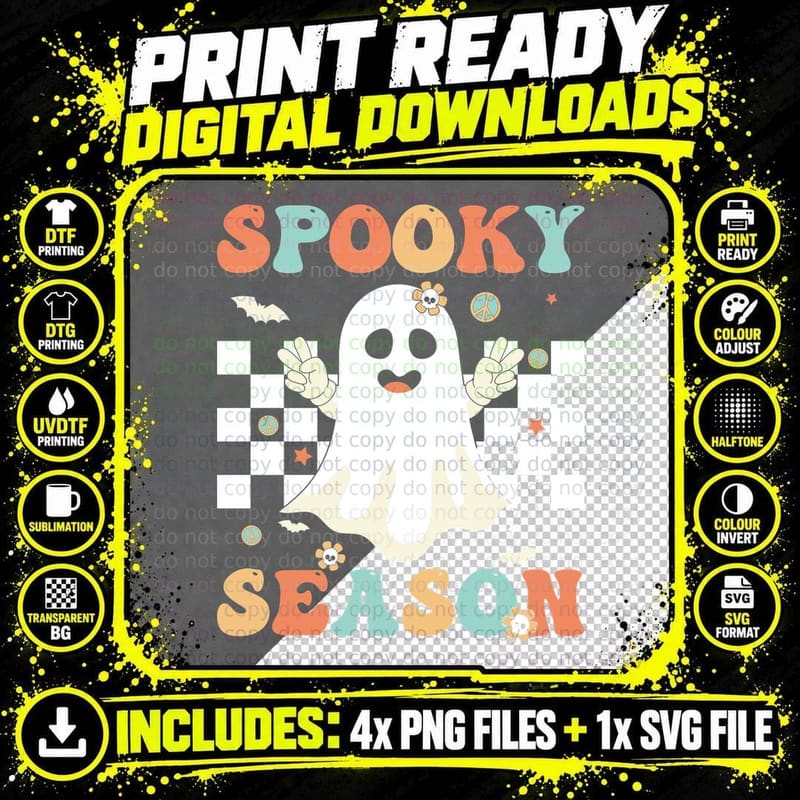 Spooky Season Fall T-Shirt, Spooky Season Ghost Candy Png SVG Digital Bundle