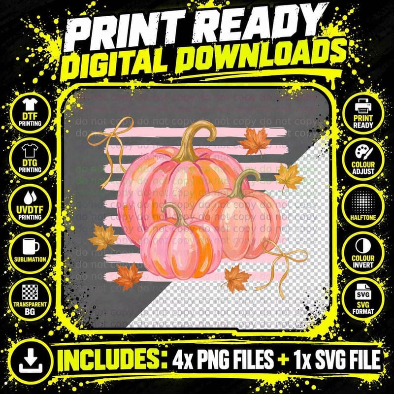 Spooky Season Fall T-Shirt, Spooky Season Pumpkins Pink Png SVG Digital Bundle