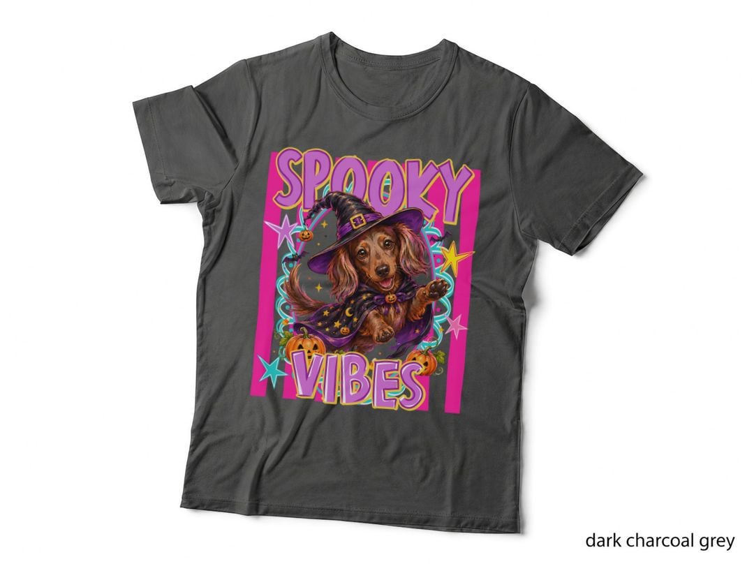 Spooky Vibes Halloween T-Shirt, Witch Dog Magic Circle Spooky Tee