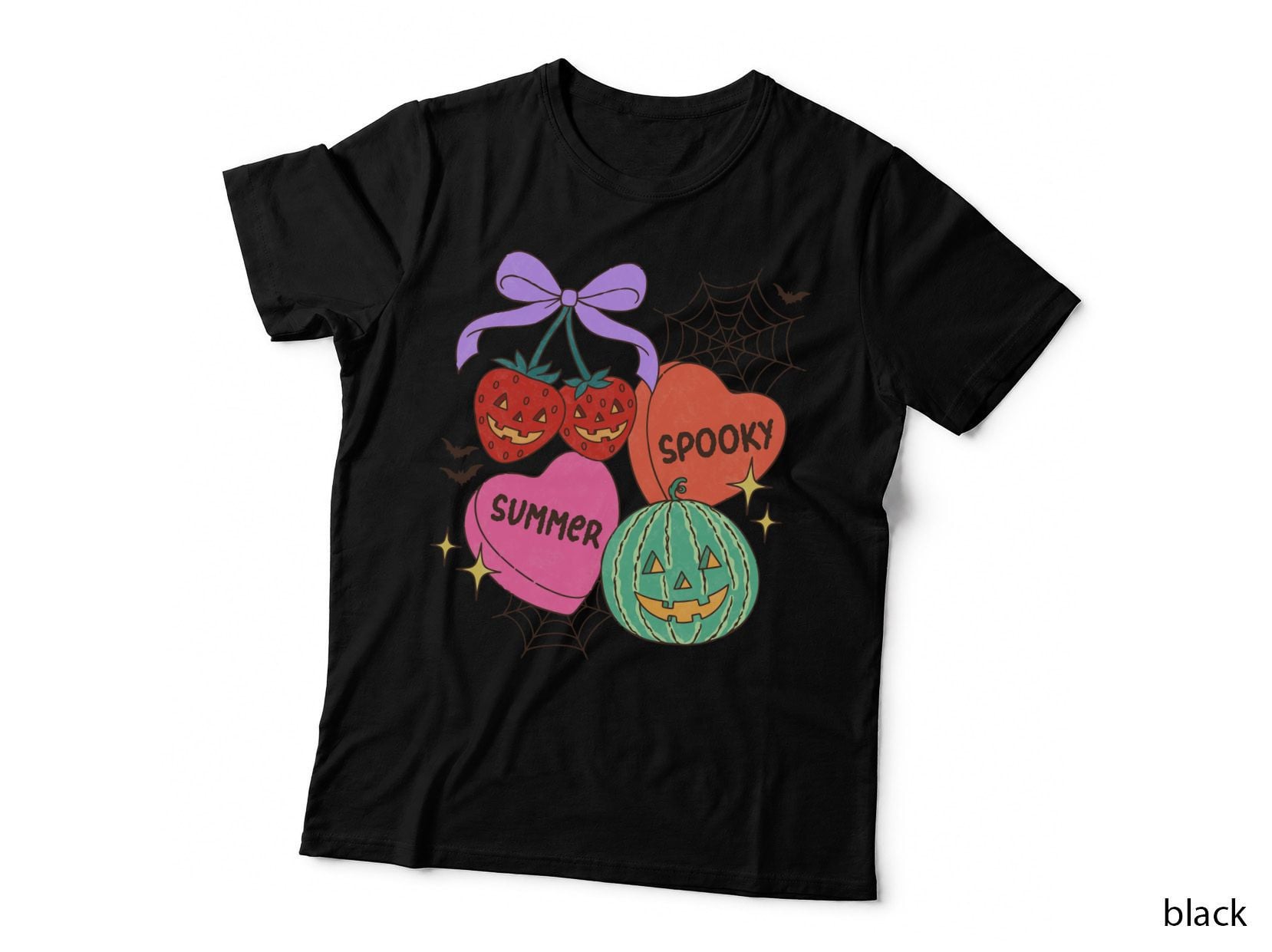Summer Spooky Halloween T-Shirt, Summer Spooky Heart Pumpkins Spooky Tee