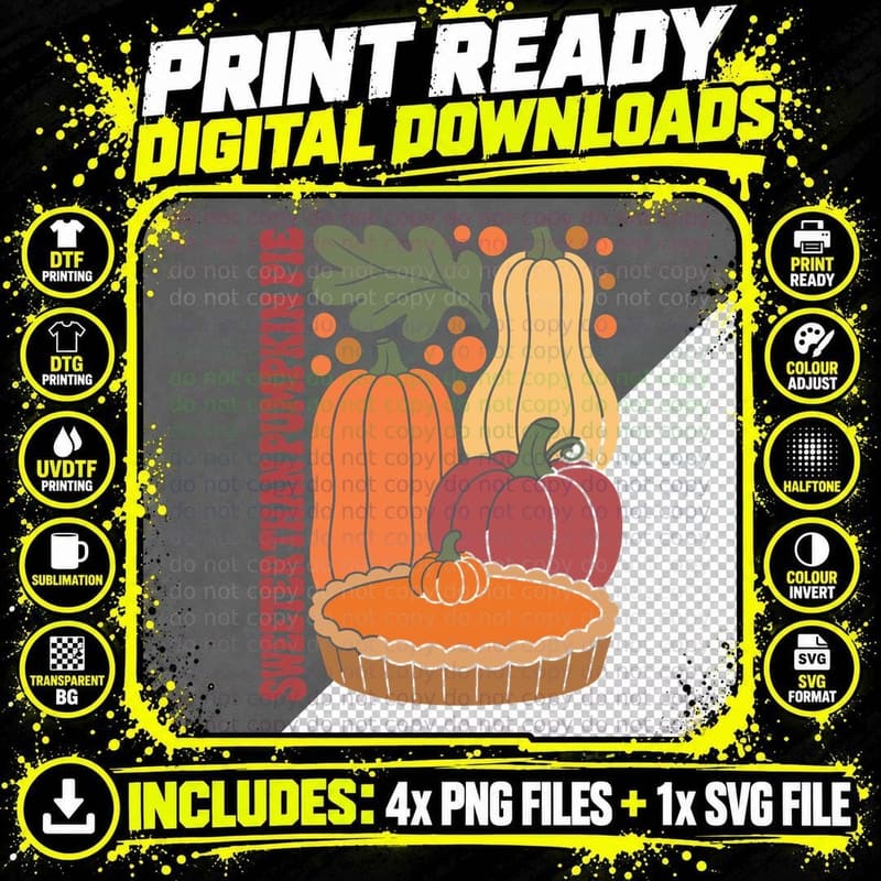 Sweet Pumpkin Fall T-Shirt, Pumpkins and Pie Arrangement Png SVG Digital Bundle
