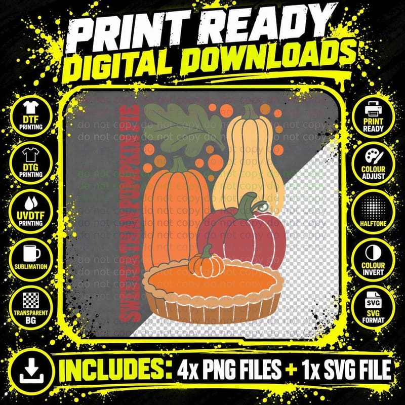 Sweet Pumpkin Pie Halloween T-Shirt Png SVG Digital Bundle
