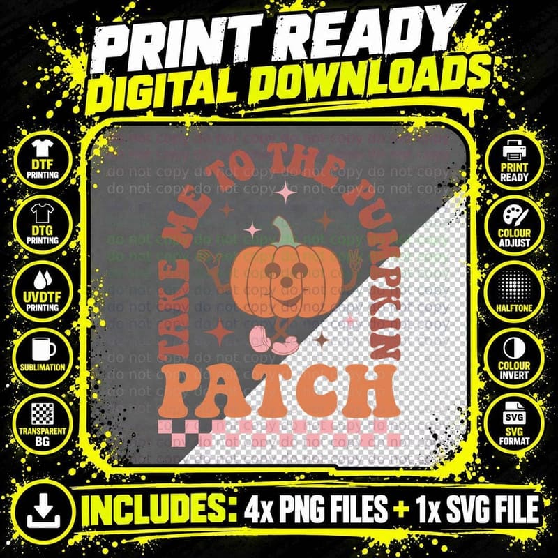 Take Me to the Pumpkin Patch Fall T-Shirt Png SVG Digital Bundle