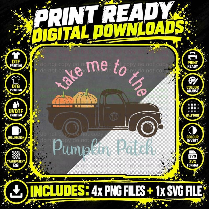 Take Me to the Pumpkin Patch Fall T-Shirt Png SVG Digital Bundle