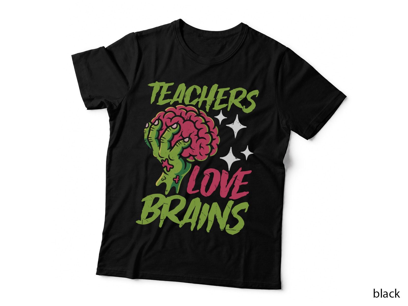 Teachers Love Brains Funny Halloween T-Shirt, Zombie Hands Holding Brain