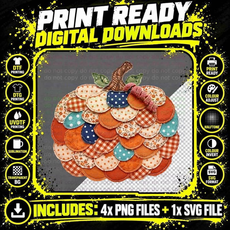 Textured Pumpkin Polka Bow Fall T-Shirt Png SVG Digital Bundle