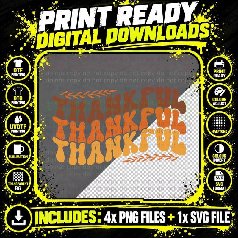 Thankful Fall T-Shirt Png SVG Digital Bundle