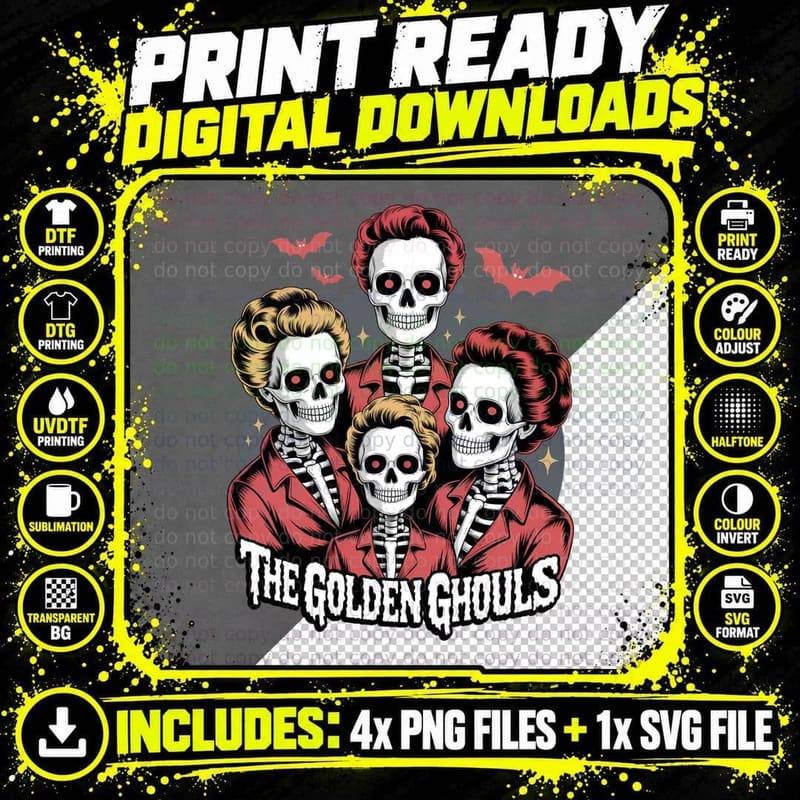 The Golden Ghouls Funny Halloween T-Shirt Png SVG Digital Bundle