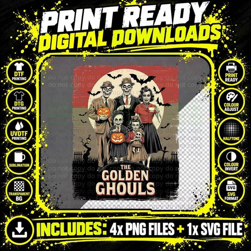 The Golden Ghouls Halloween T-Shirt Png SVG Digital Bundle