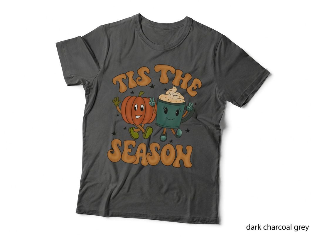 Tis the Season Fall T-Shirt, Pumpkin Pot Cartoon Characters Autumn Tee