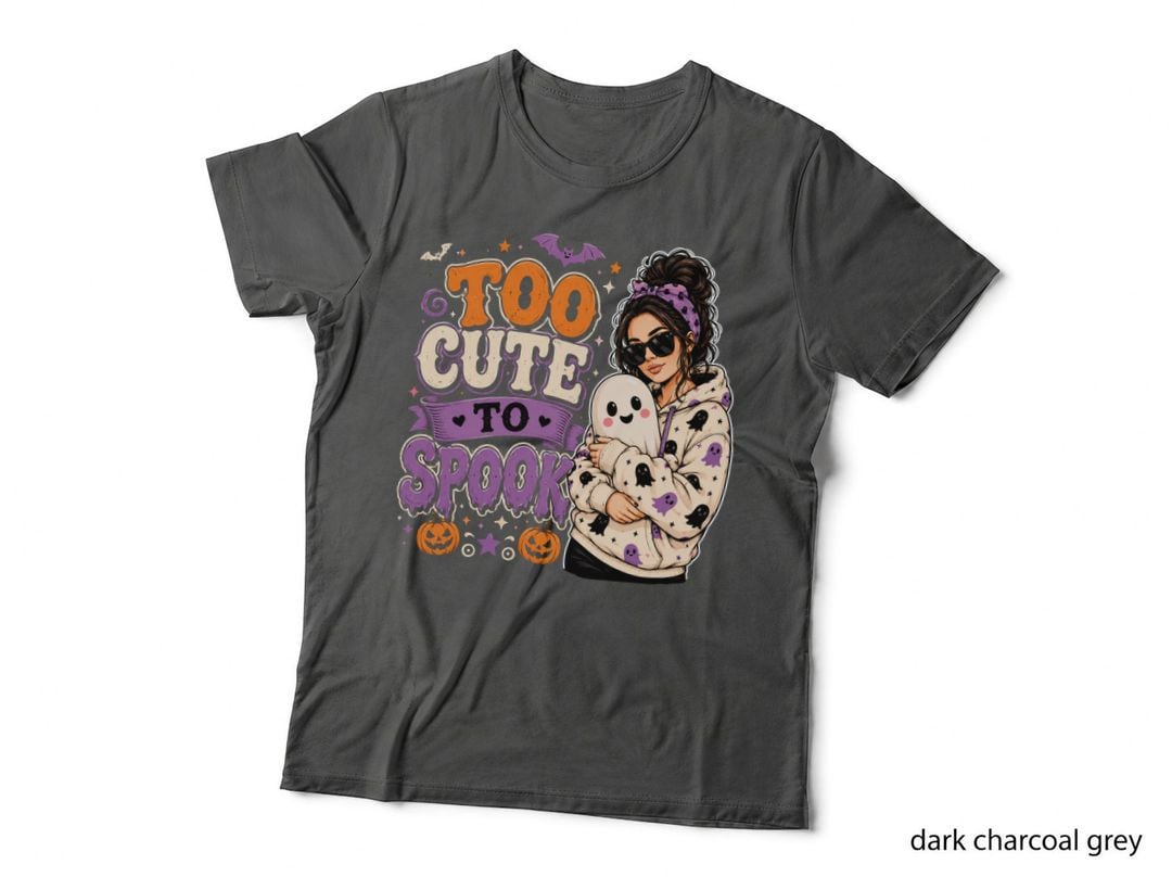Too Cute to Spook Halloween T-Shirt, Woman Holding Ghost Hoodie Purple Spooky